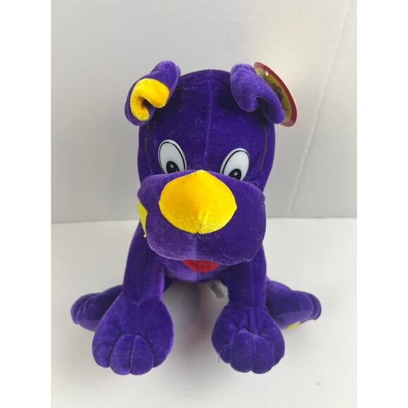 Toy Network Purple Dog Plush Stuffed Animal Yellow Spots Tongue Out 2003 NWT - Picture 1 of 12